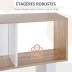Bibliothèque à 5 niveaux, meuble de rangement en forme de S avec étagères, étagère de rangement blanc-4