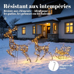 Lot de 2 Rennes de Noël avec Traîneau Lumineux 3 Pièces, 240 LED Blanc Chaud, 8 Modes et Minuterie, 78x22x105cm, Marron-6