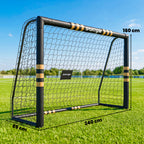 But de Football avec Mousse de Protection, 6 Piquets de Sol et Filet en PE, 240x85x160cm, Jaune-2