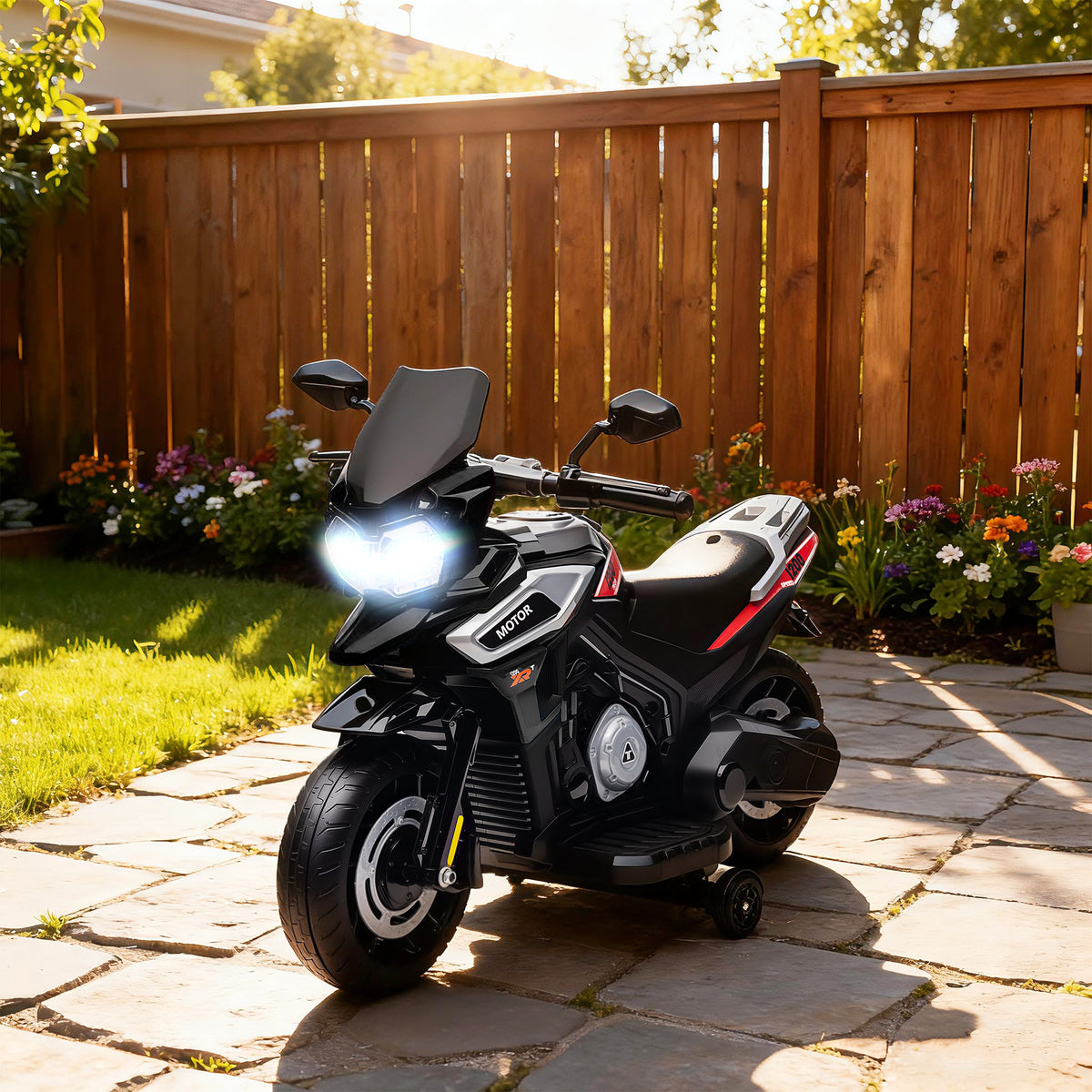 Moto électrique enfants 6 V, voiture électrique enfants avec roues d'entraînement, musique, effets lumineux, noir-1