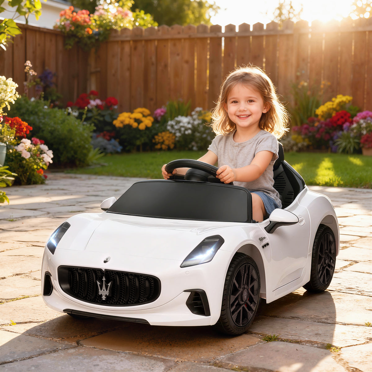 Voiture électrique pour enfants sous licence Maserati Gran Turismo Folgore, 12V avec télécommande, de 3 à 5 ans, blanc-1