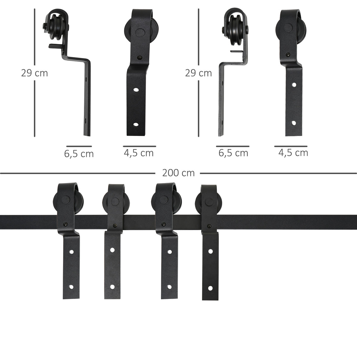 2M Kit porte coulissante de grange, rail porte coulissante double de 100 cm de large, épaisseur 35-40 mm, charge 90 kg-2
