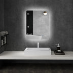 Miroir rectangulaire mural lumineux LED de salle de bain 80 x 60 cm luminosité réglable blanc transparent-1