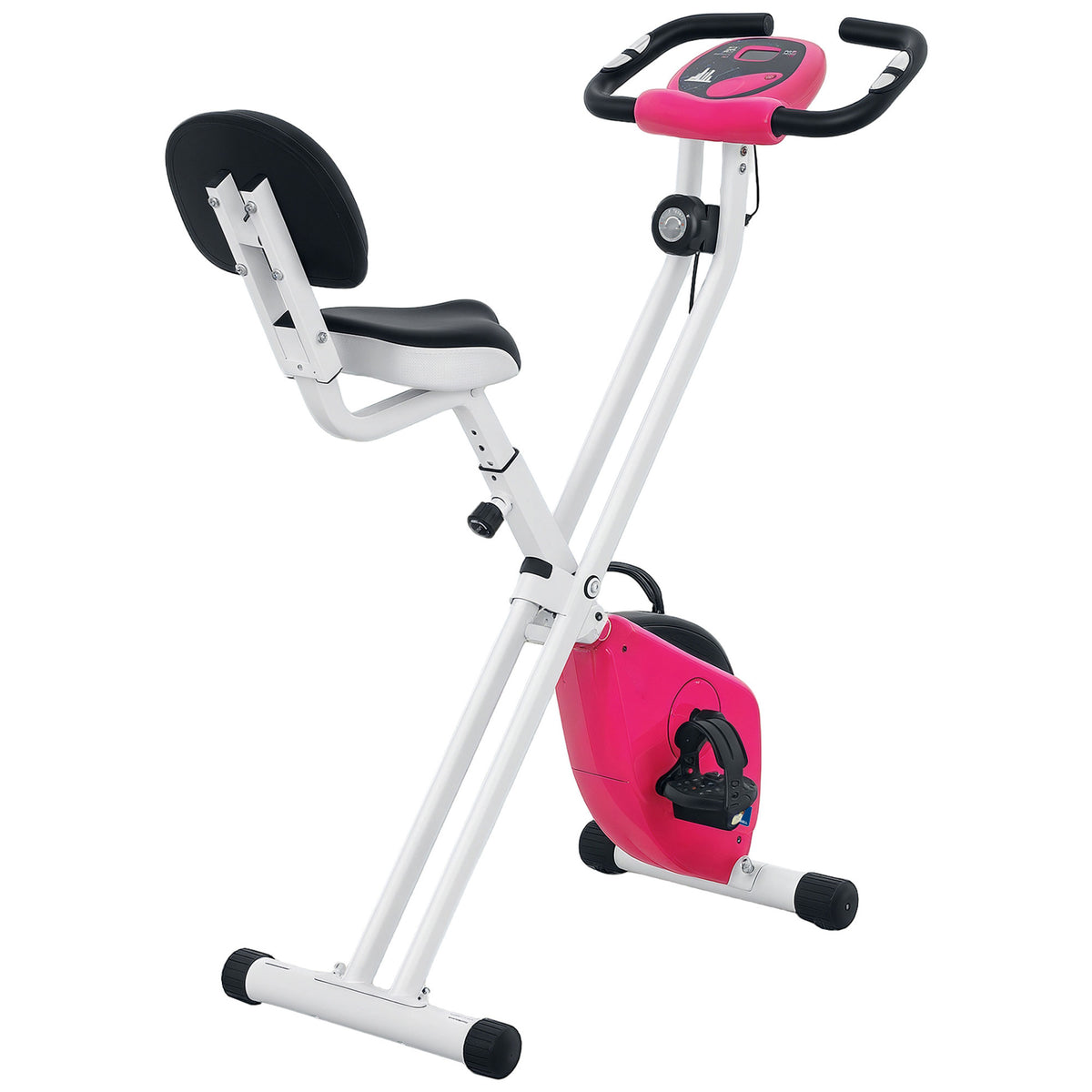 Vélo d'appartement pliable - Collaboration .fr x FFHandball - 8 niveaux de résistance, dossier selle réglable, rose-0