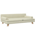 Canapé pour chien chat design scandinave coussin moelleux amovible pieds bois massif 100 x 62 x 32 cm beige-0