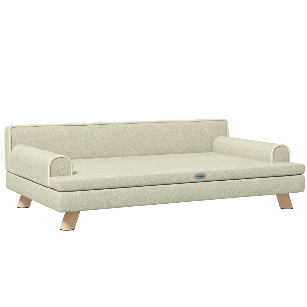 Canapé pour chien chat design scandinave coussin moelleux amovible pieds bois massif 100 x 62 x 32 cm beige-0