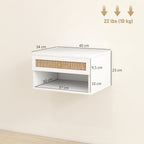Lot de 2 tables de chevet murales tiroir coulissant, niche, plateau - en bois dim. 40L x 34l x 23H cm-2