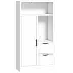 Meuble de salle de bain, meuble de rangement étroit avec 2 tiroirs, compartiments ouverts, 50x25x100cm, blanc-0