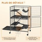 Cage pour rongeurs Multifonction 4 Plateformes 3 rampes 4 Portes dim. 80L x 52l x 128H cm acier Gris argenté Noir-6