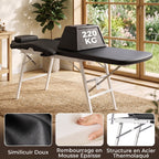 Table de massage pliante, lit de massage 3 zones portable 182 x 62 cm avec appuie-tête et accoudoirs amovibles, noir-5