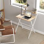 Bureau pliable 65,5 x 45 cm avec étagère de rangement pour chambre, petits espaces, bois naturel-6