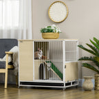 Cage à lapin clapier sur roulettes toit ouvrant plates-formes avec plateau amovible 78 x 52,5 x 76,5 cm naturel-1
