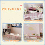 Table enfant avec chaise, ensemble table et 2 chaises enfant en bois, motifs d'étoile, 60 x 60 x 44 cm, rose-7