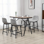 Ensemble table de bar avec tabourets table à manger debout avec 4 chaises rembourrées pieds en acier 120x60x91cm gris-9