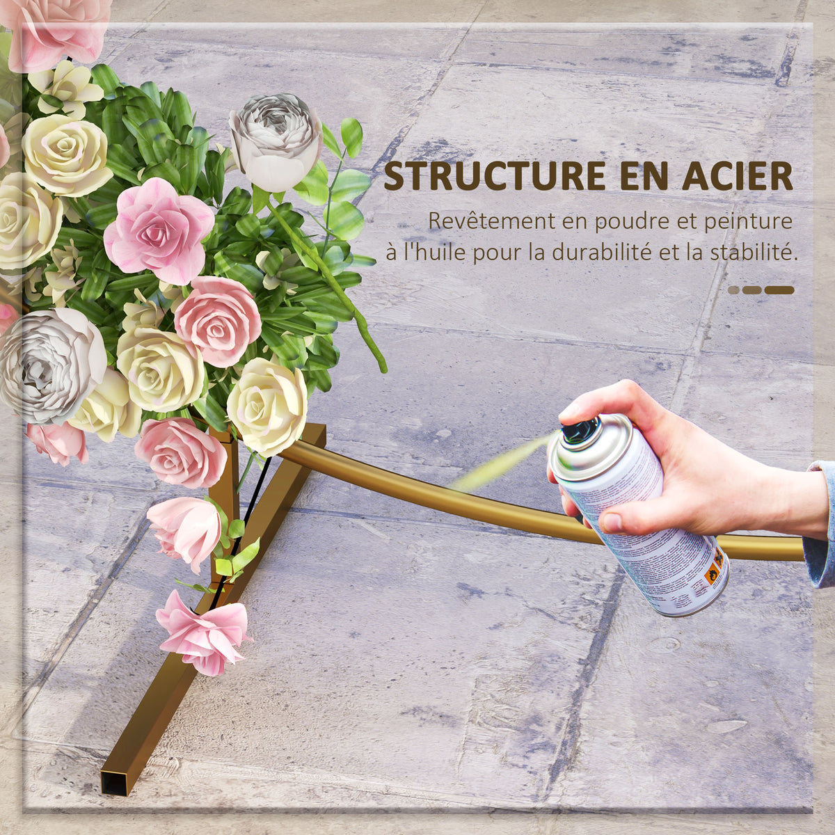 Arche de jardin arche à rosiers arche de plantes grimpantes pour mariage, anniversaire, cérémonie et banquet acier doré-4