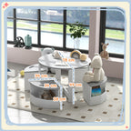 Table Enfant avec 4 Chaises 5 Pièces avec Rangement, Cadeau pour Fille Garçon 3-8 Ans, Ø 78 x 49 cm, Gris-2