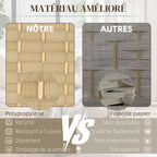 Paravent interieur en bois 6 panneaux 240 x 170 cm séparateur de pièce pliable pour salon, chambre à coucher, naturel-3