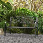 Banc de Jardin terrasse en Acier Fonte Noir 2 Places 127 x 60 x 87 cm Charge Max 240 Kg-9