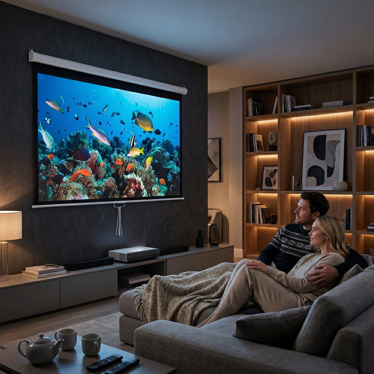 Écran de Projection 120" 4:3 HD 4K, Boîtier en Métal, Écran Hauteur Réglable Manuellement, 244x183cm, Blanc-9