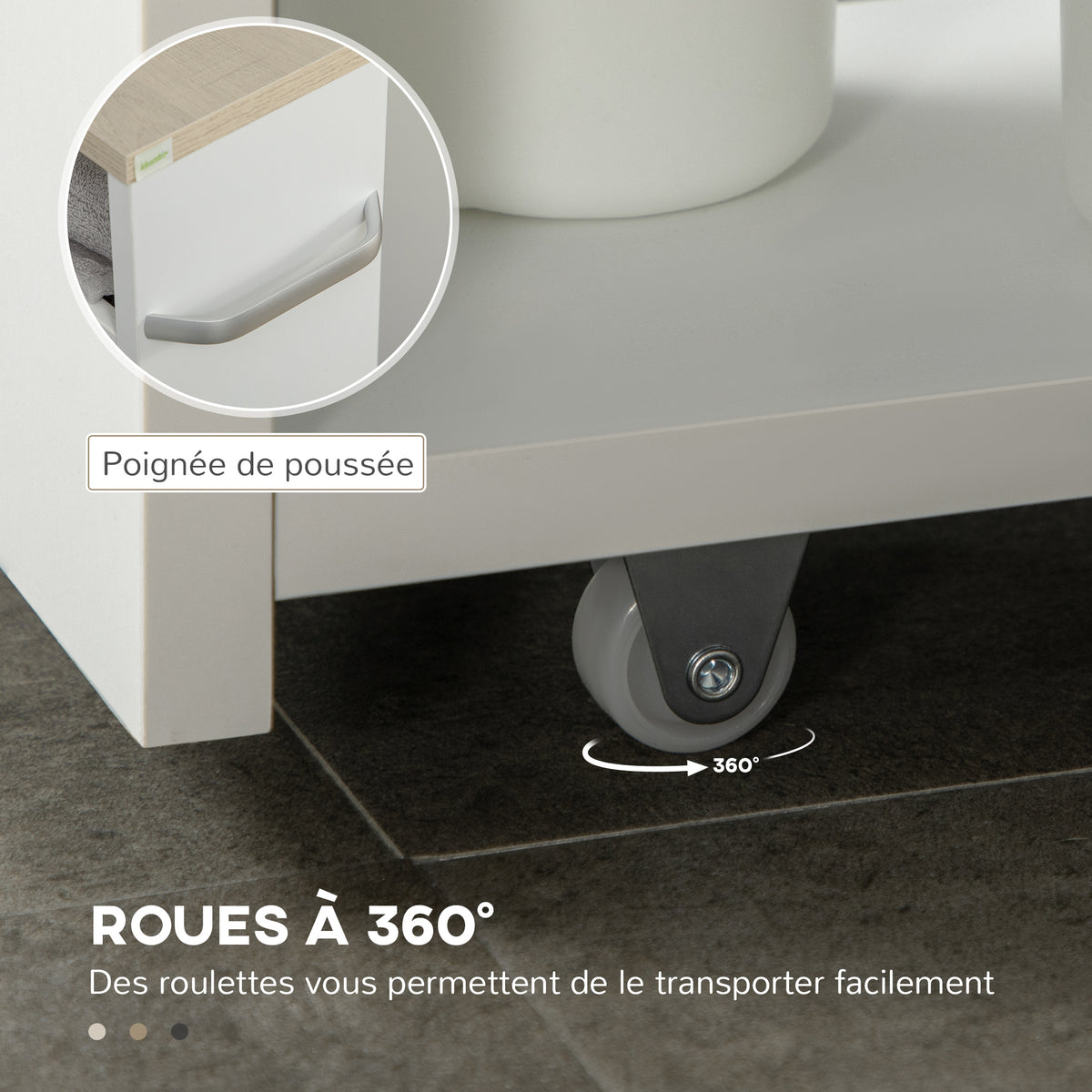 Lot de 2 chariots de rangement chariot de stockage étagère sur roulettes pour cuisine étroite salle de bain buanderie-4