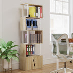 Bibliothèque à 5 niveaux, meuble de rangement avec étagères et placard double porte, 60 x 23,8 x 179,2 cm, bois naturel-7