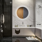 Miroir rond lumineux LED de salle de bain Ø 70 cm mural avec éclairage 3 couleurs interrupteur tactile 23W blanc argent-1