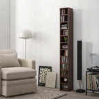 Rangements pour CD et DVD, étagère colonne de rangement, meuble de rangement avec 12 compartiments, capacité max. 204 CD, 21 x 20 x 175 cm, marron-8