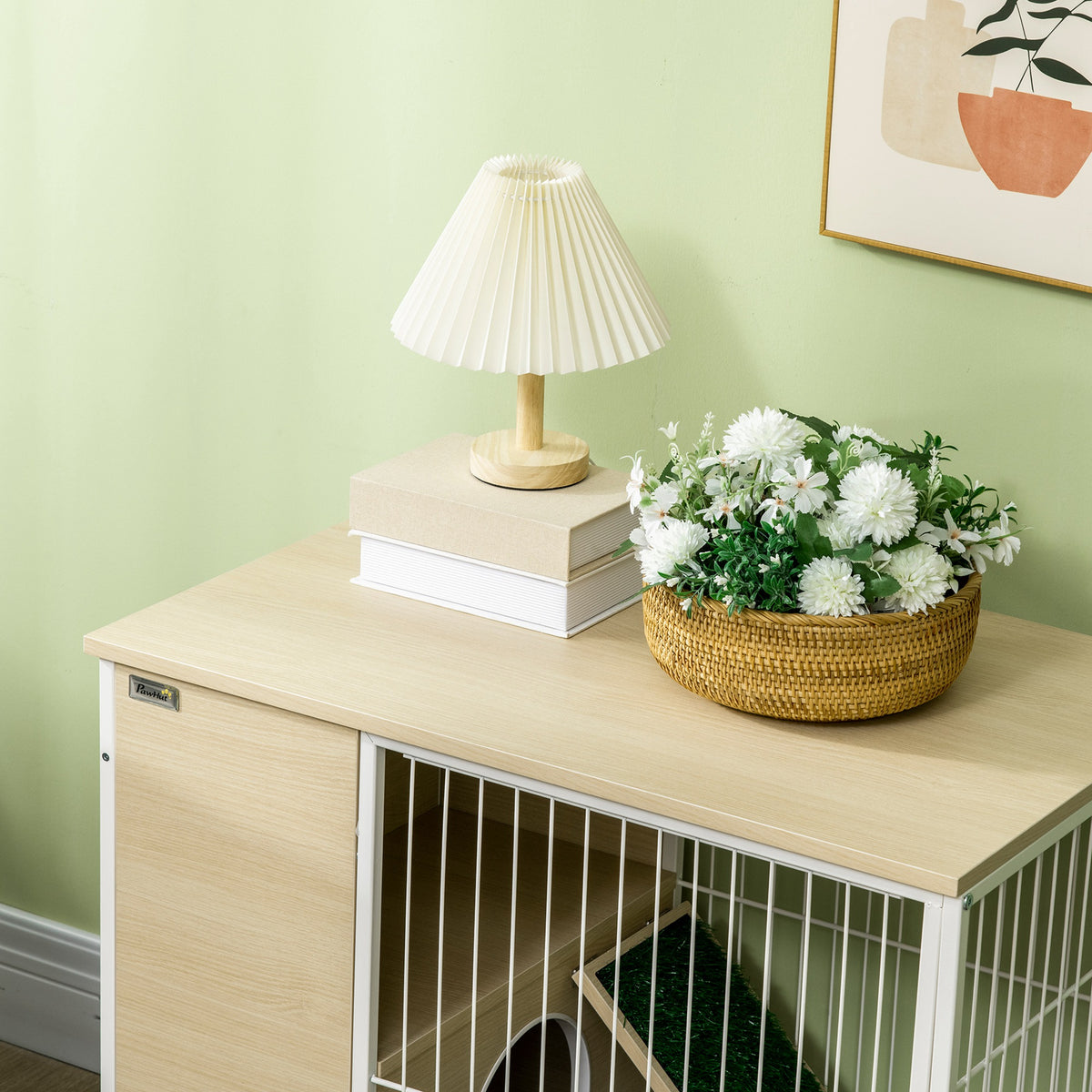 Cage à lapin clapier sur roulettes toit ouvrant plates-formes avec plateau amovible 78 x 52,5 x 76,5 cm naturel-8