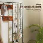 Meuble d'entrée 4 en 1, portemanteau, vestiaire avec 7 tiroirs en tissu et 14 crochets, 100 x 30 x 183 cm, brun rustique-4