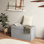 Banc de rangement pouf de rangement pliable bout de lit repose-pieds avec couvercle 76L x 38l x 38H cm gris clair-6