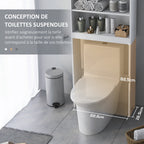 Meuble WC dessus de toilette armoire de rangement de salle de bain avec niches placard à double porte étagère réglable-4