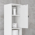 Colonne de rangement armoire haute pour salle de bain 1 tiroir 4 étagères réglables et 2 placards 20 x 20 x 180 cm blanc-8