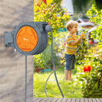 Enrouleur Tuyau Arrosage Mural 30 m x Ø 15 mm Dévidoir Automatique de Tuyaux d'Eau Rétractable Automatique orange-9