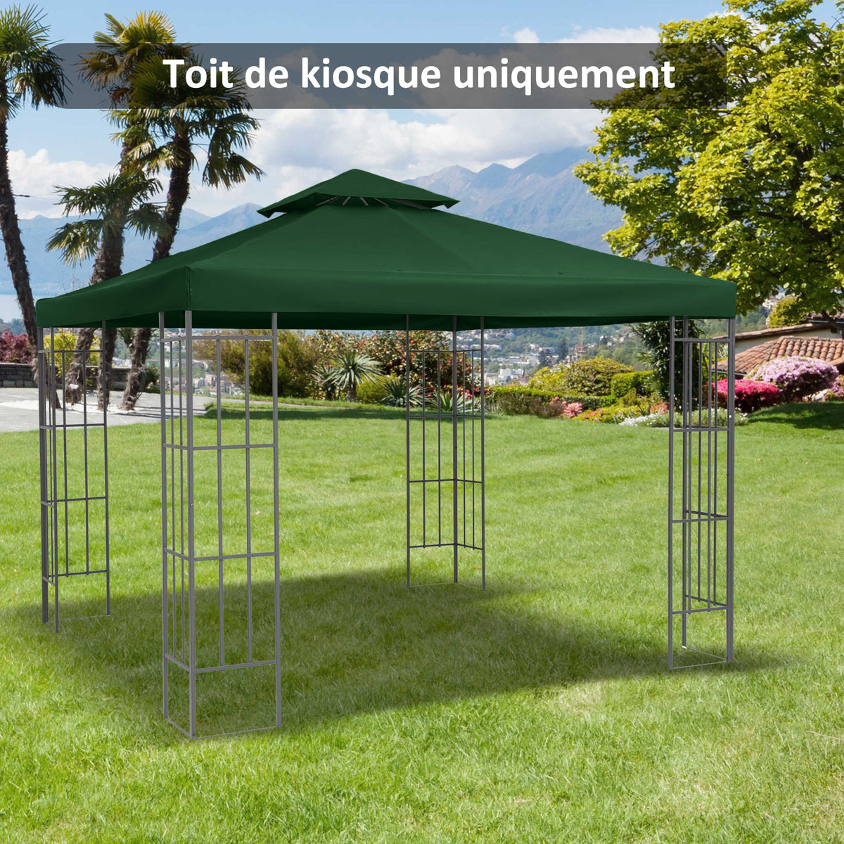 Toit de Remplacement pour Gazebo de Jardin Toile de Rechange pour pavillon tonnelle Tente 3 x 3 m Vert foncé-1