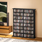 Rangements pour CD et DVD avec 16 compartiments et 12 étagères réglables capacité max. 720 CD/396 DVD et Blu-ray noir-9