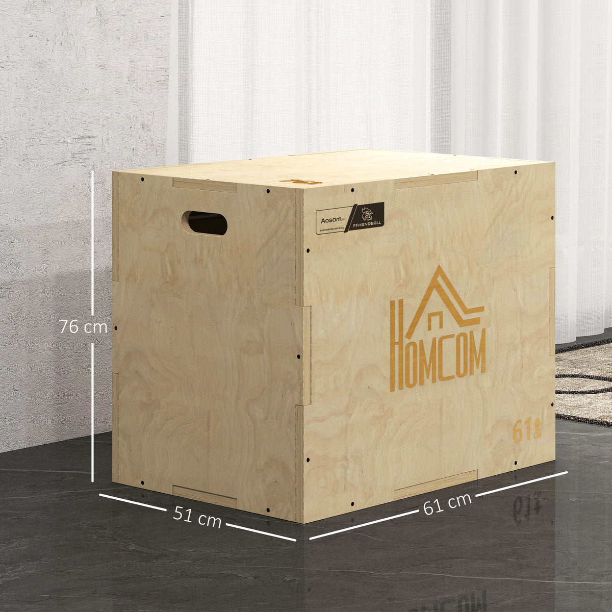Box jump pliométrie 3 en 1 - Collaboration .fr x FFHandball - saut musculation fitness 61x51x76cm bois-2