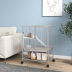 Cage pour petits animaux sur roulettes 2 niveaux avec 2 portes, 1 rampe, 1 étagère de rangement 61,5 x 44,5 x 86 cm gris-1