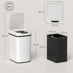 Poubelle de Cuisine Automatique 12 L en Acier Inoxydable, Poubelle à Capteur avec Couvercle, 28 x 22 x 41 cm, Blanc-2