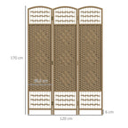 Paravent intérieur en bois séparateur de pièce cloison pliable 3 panneaux 120 x 170 cm bois naturel-2