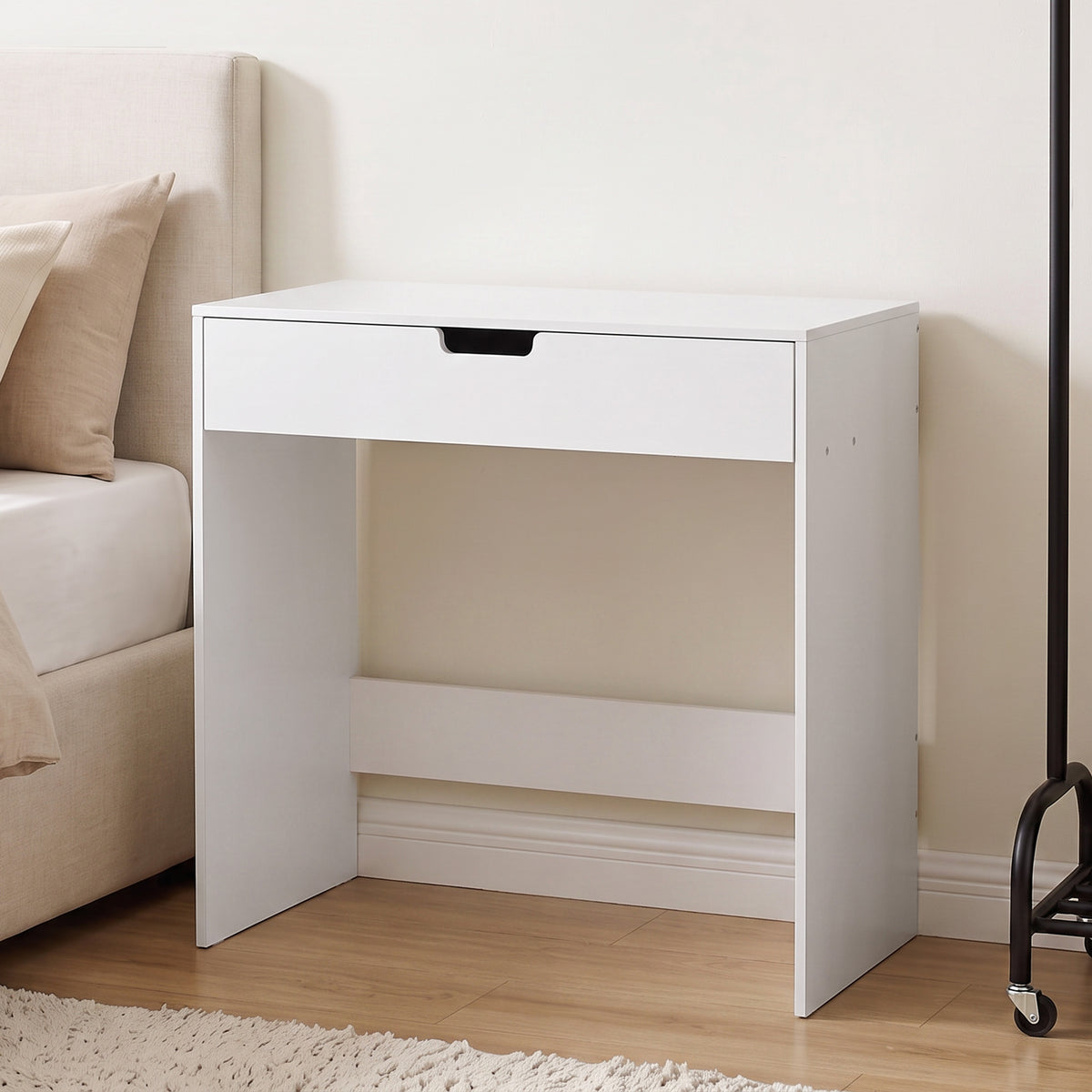 Coiffeuse avec tiroir, table de maquillage moderne moderne, pour chambre à coucher, 75 x 40 x 75 cm, blanc-1