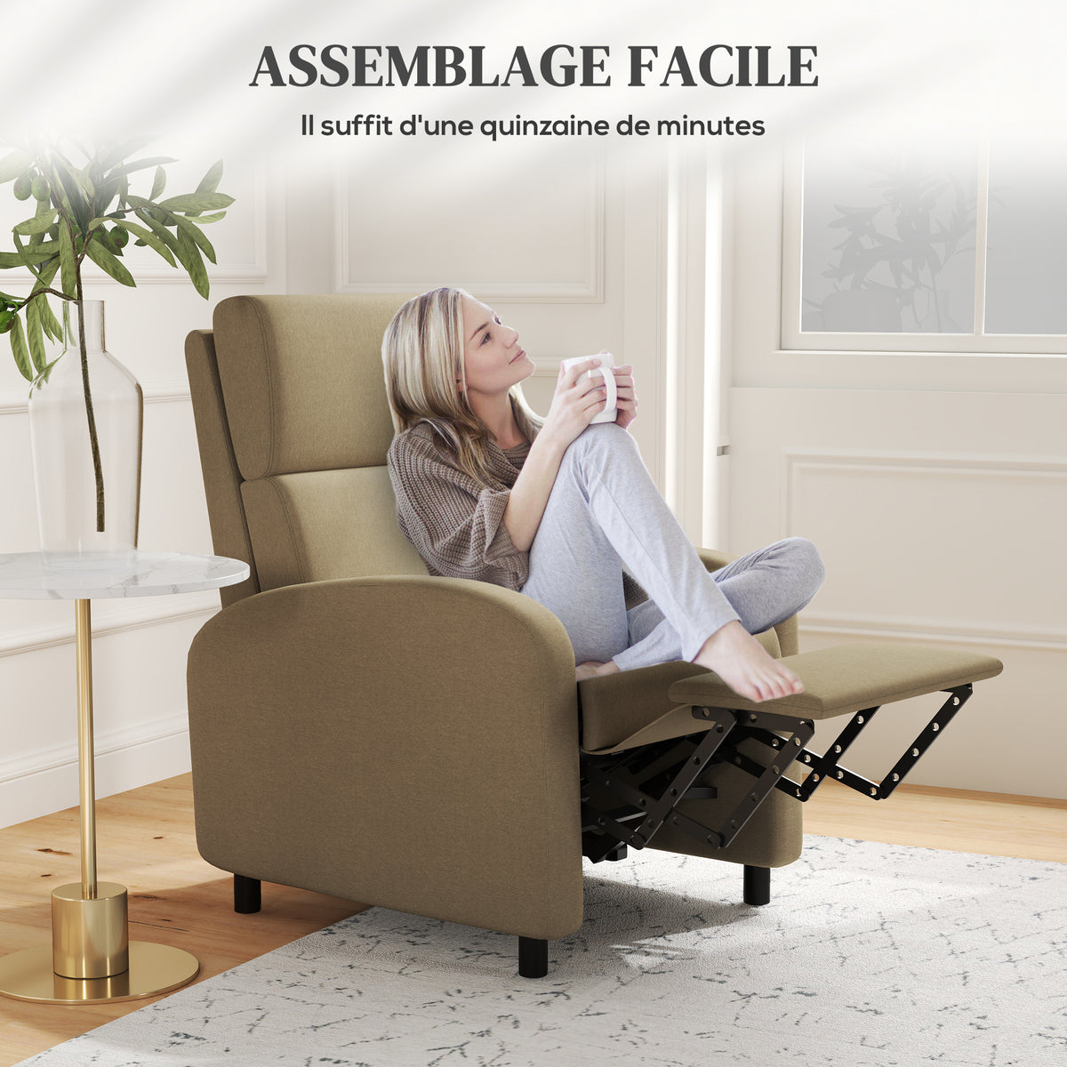 Fauteuil relax fauteuil inclinable salon fauteuil de relaxation - dossier réglable jusqu'à 160° repose-pieds intégré-6