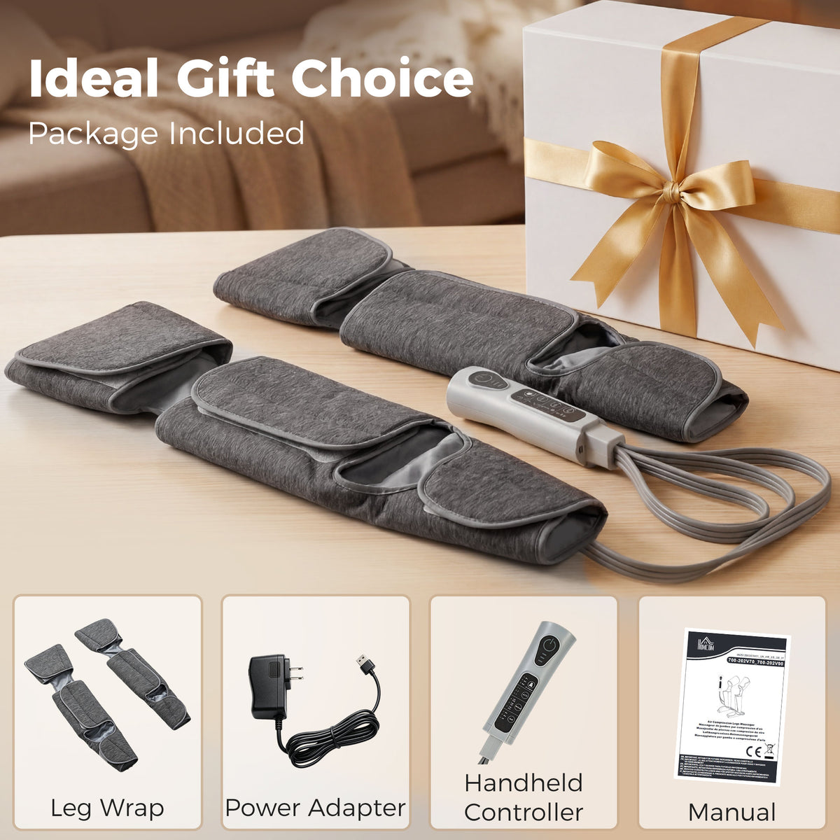 Masseur de jambes, masseur de compression pour les mollets, les genoux, les pieds avec chaleur, 3 modes automatiques-7