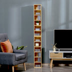 Lot de 2 étagères colonnes Armoire de Rangement CD-DVD 6 + 6 Compartiments dim. 21L x 19l x 88H cm capacité Max. 160 CD Naturel-7