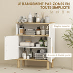Meuble de salle de bain, meuble de rangement avec 2 portes, compartiment ouvert, étagère réglable, 60x29,5x76,5cm, blanc-3