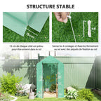 Serre de jardin PE étagère 2 niveaux, serre de balcon, bâche renforcée 140 g/m², châssis en acier, 186x120x190cm, vert-5