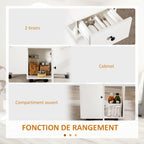Table de cuisine pliable table à manger pliante 2 plateaux rabattables avec 2 tiroirs 1 placard blanc-5