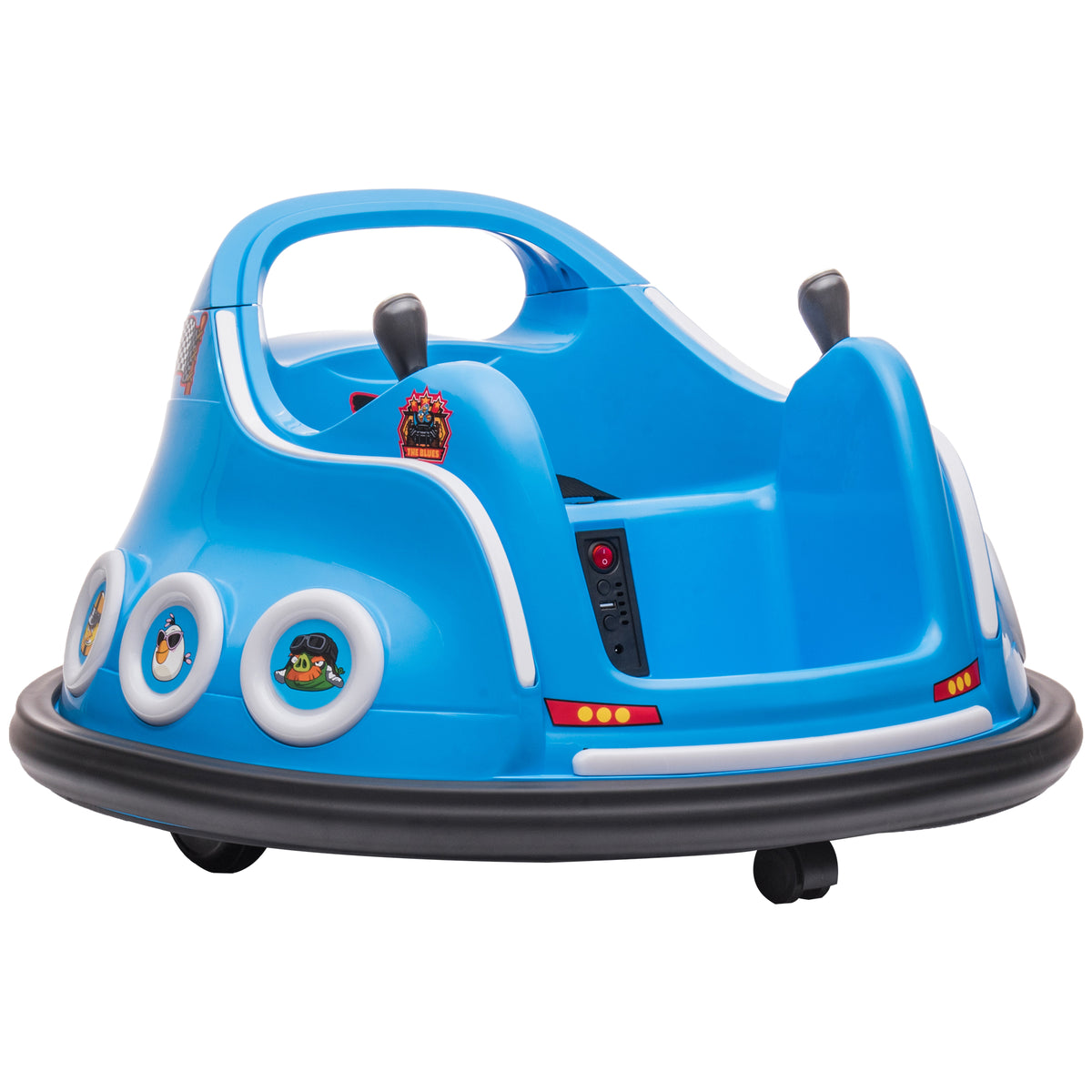 Voiture auto-tamponneuse électrique enfant 12V sous licence Angry Bird, voiture tournante 360°, 73 x 73 x 44 cm, bleu-0