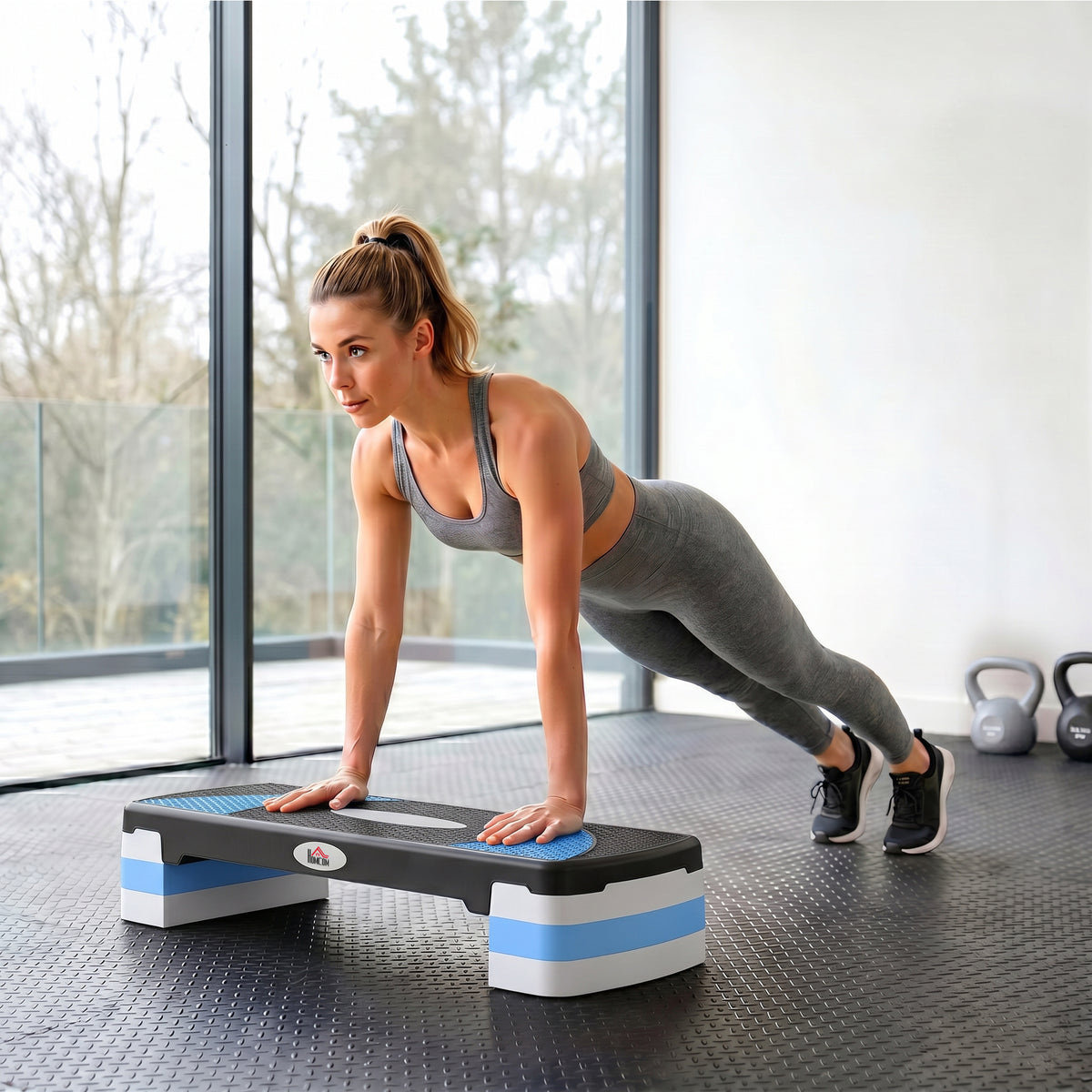 Stepper Fitness Aérobic hauteur réglable 10/15/20 cm surface antidérapante 80 x 31 x 20 cm noir bleu-9