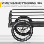 Remorque pliable pour vélo en acier roues 16 pouces charge max. 40 kg avec barre d'attelage universelle-3