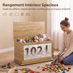 Coffre de Rangement, Banc de Rangement avec Couvercle Rabattable et Charnières de Sécurité, 80 x 40 x 45 cm, Naturel-3